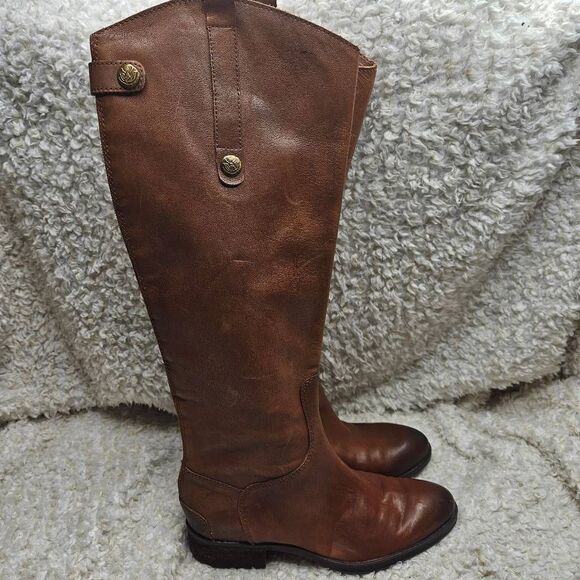 Sam Edelman Penny Tall‎ Cognac Leather Riding Boots sz 6 - Picture 1 of 10